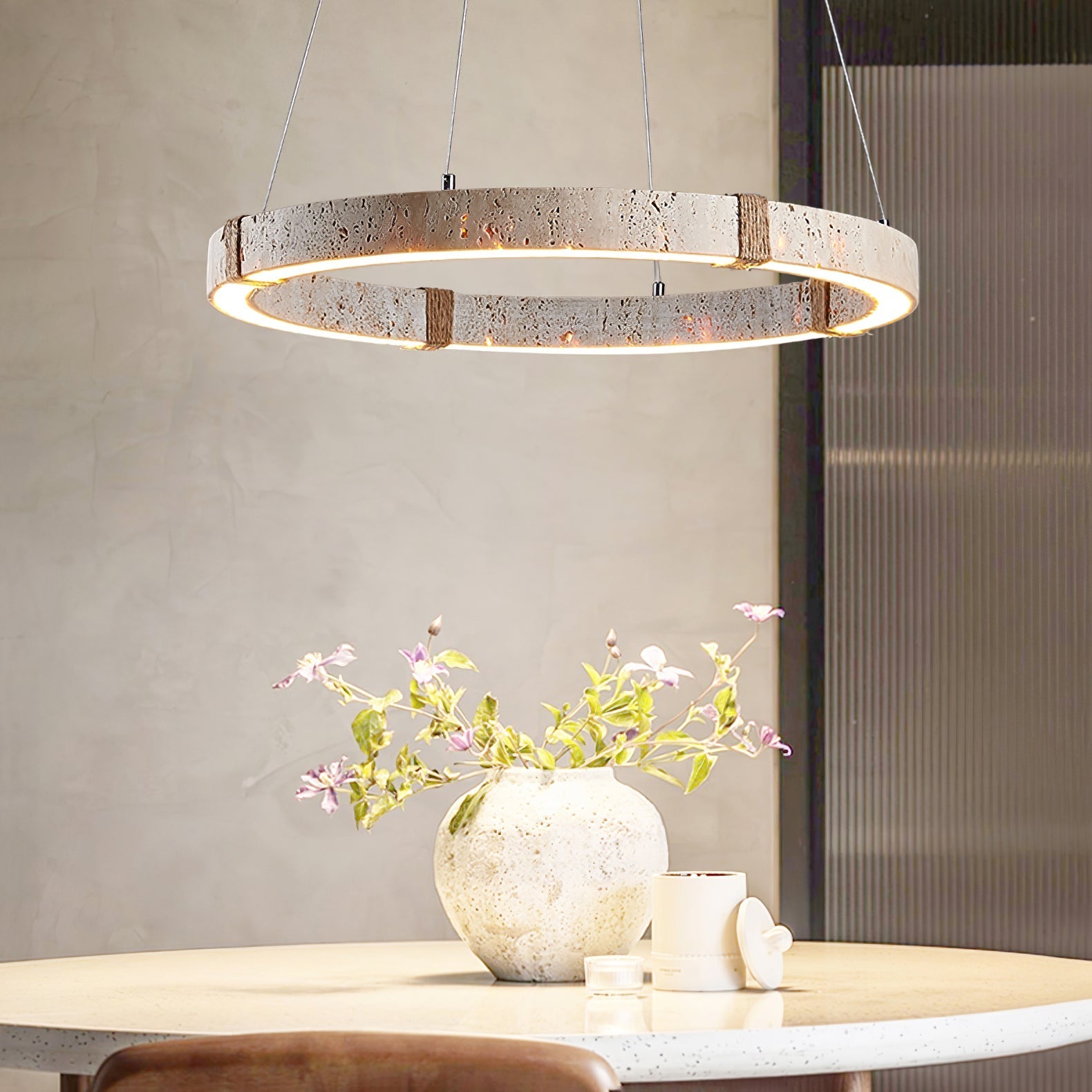 Ritta Ring  Travertine Pendant Light