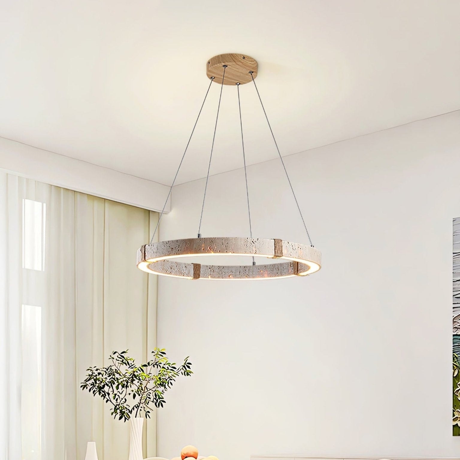 Ritta Ring  Travertine Pendant Light