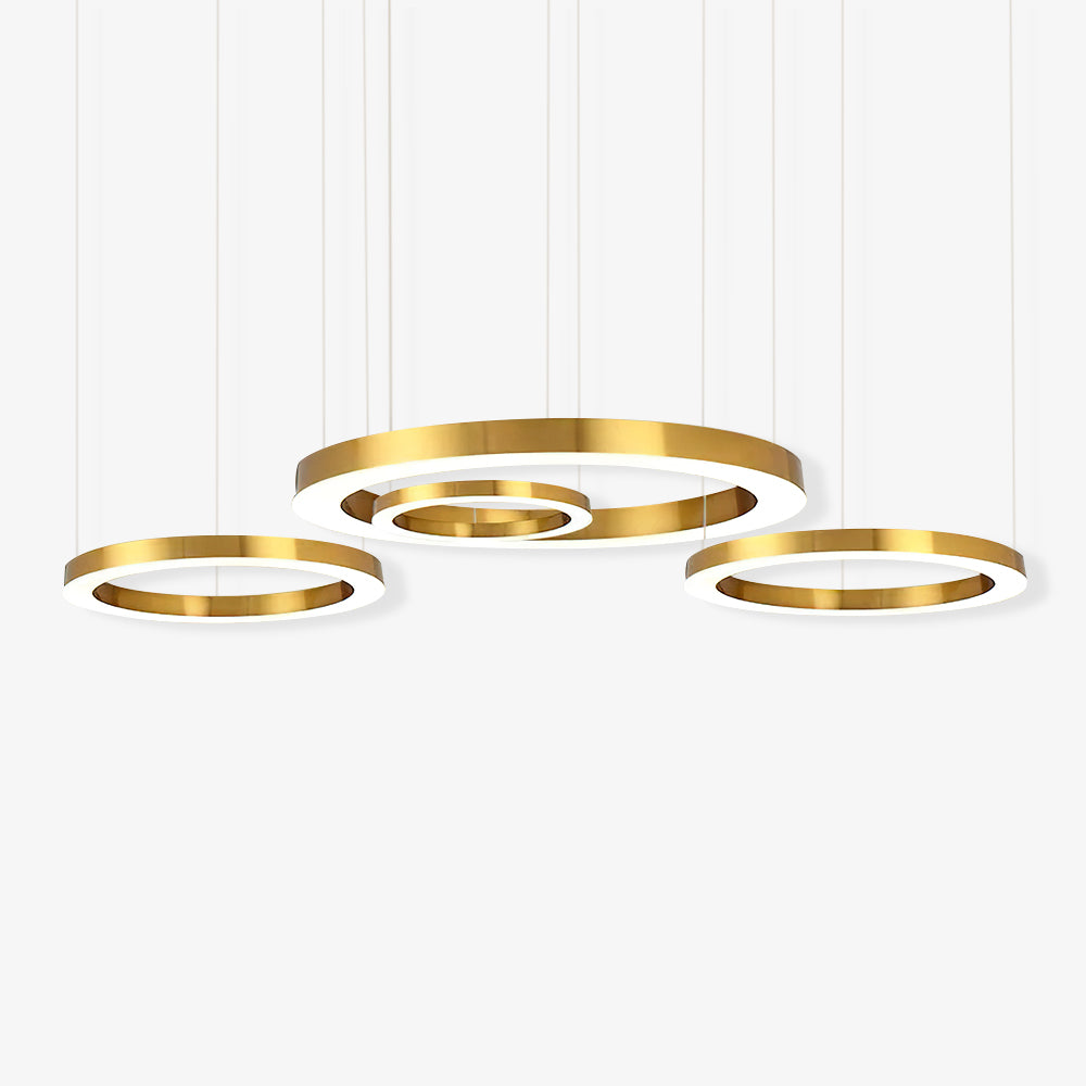 Lustra Pendant Light LED Ring Gold Modern 3-Ring - Letslighting