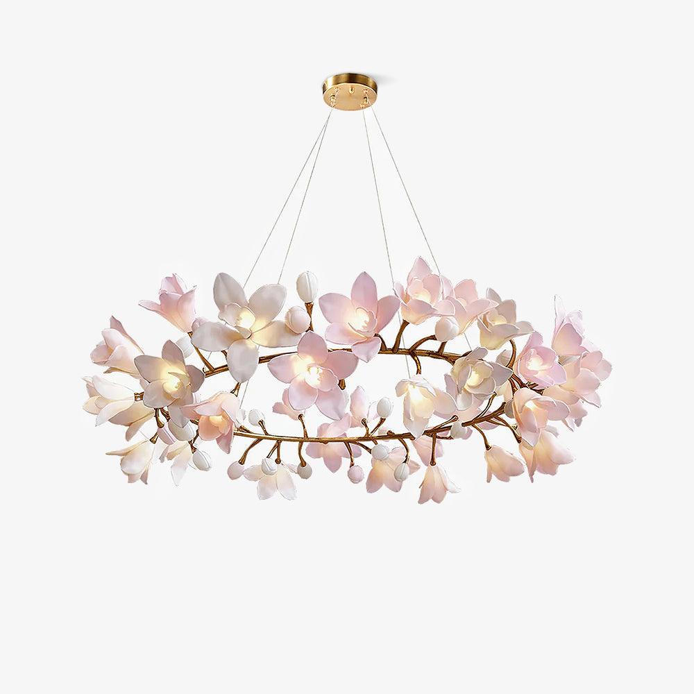 Lustra Chandelier Brass Ceramic Blossom - Letslighting