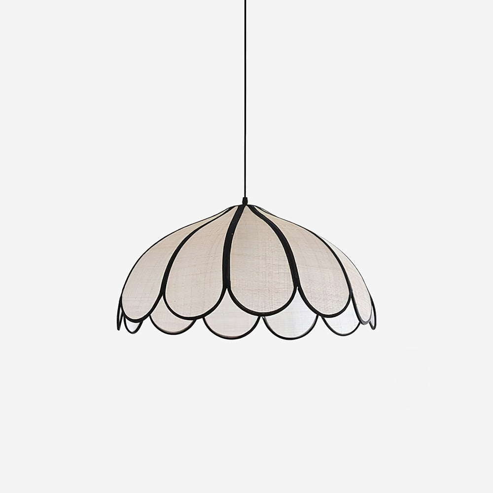 Pendant Lamp Scalloped Plant Fiber Shade Frame Minimalist - Letslighting