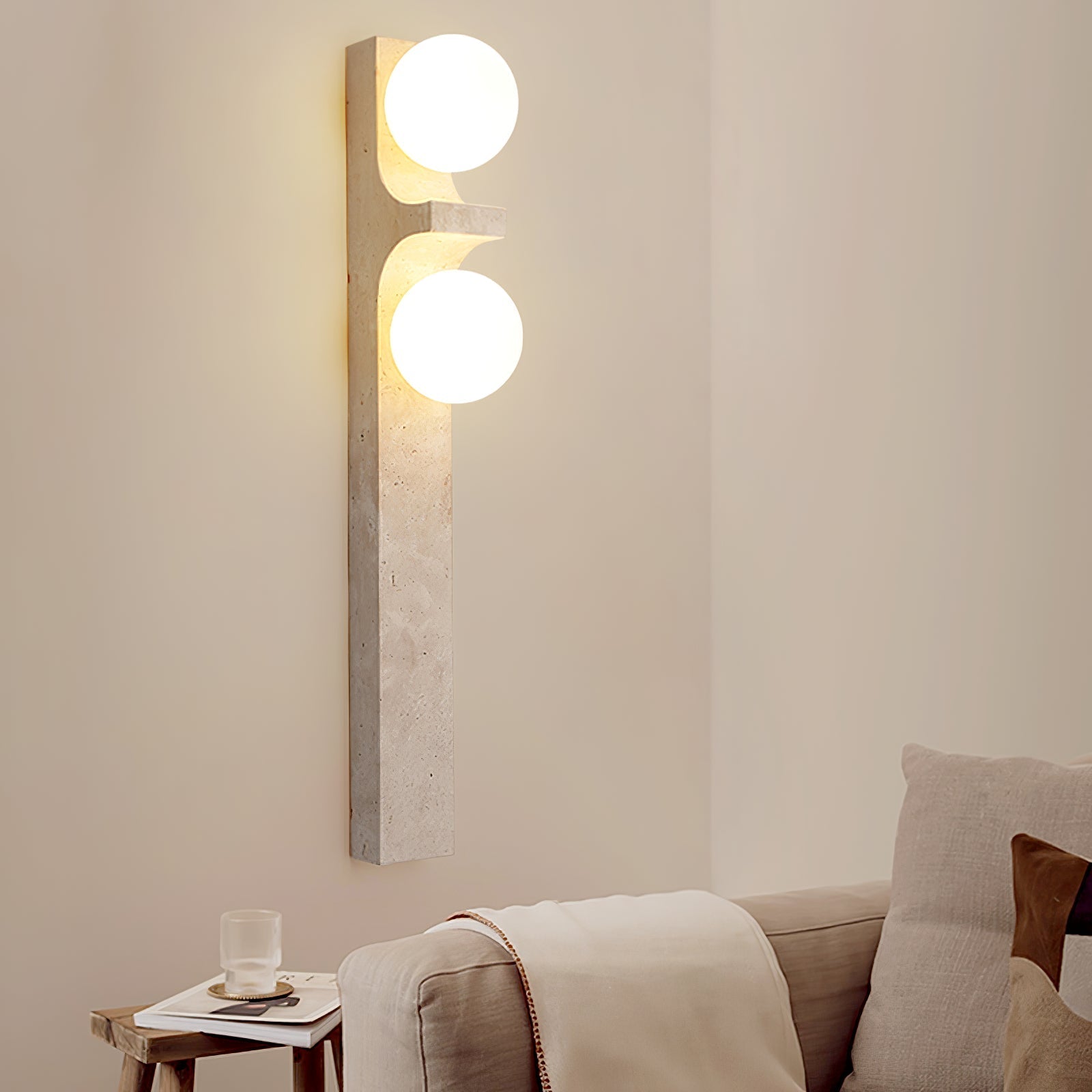 Cirra Minimalist Travertine Wall Light