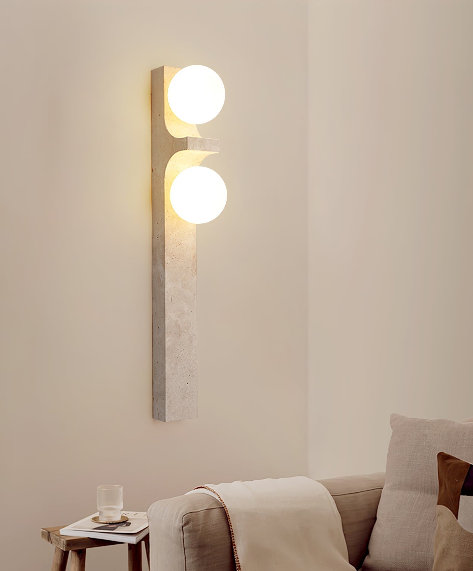Cirra Minimalist Travertine Wall Light