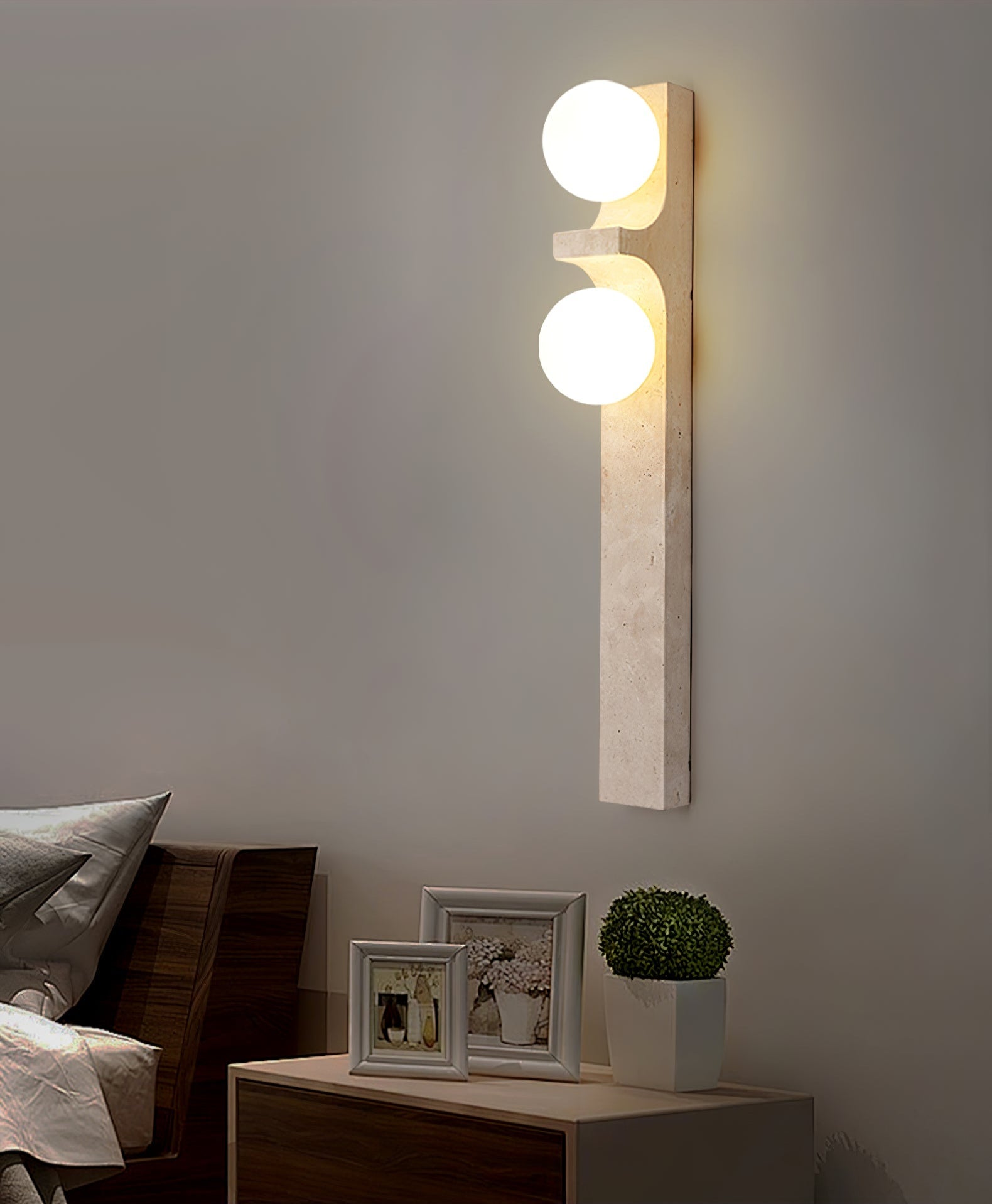 Cirra Minimalist Travertine Wall Light