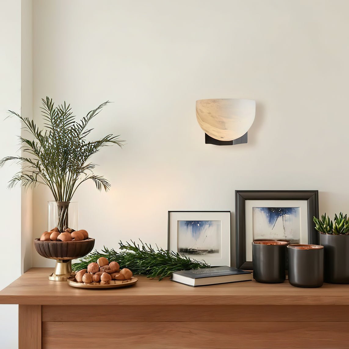 Corvina Bowl Alabaster Wall Light - Letslighting