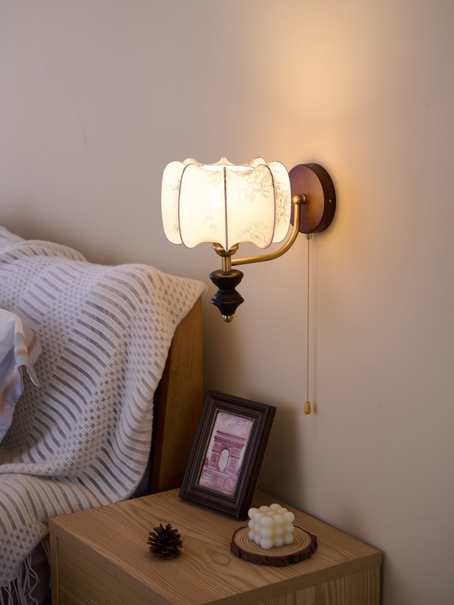 Eshae Premium Nordic Art Fabric Wood Wall Lamp - Letslighting