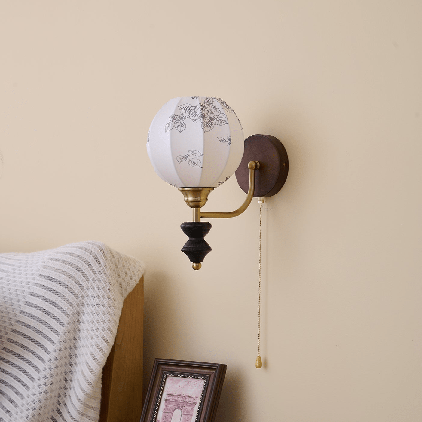 Eshae Premium Nordic Art Fabric Wood Wall Lamp - Letslighting