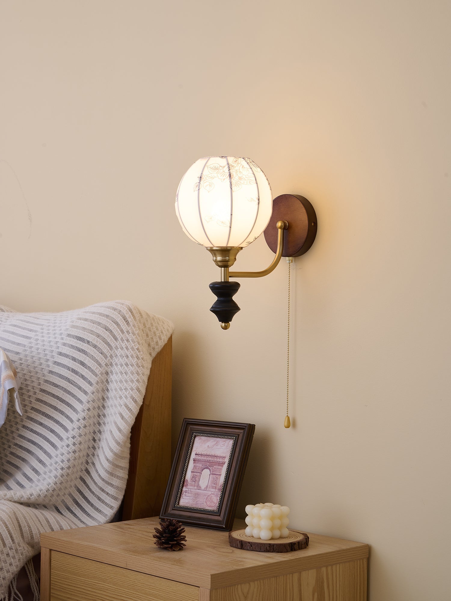 Eshae Premium Nordic Art Fabric Wood Wall Lamp - Letslighting