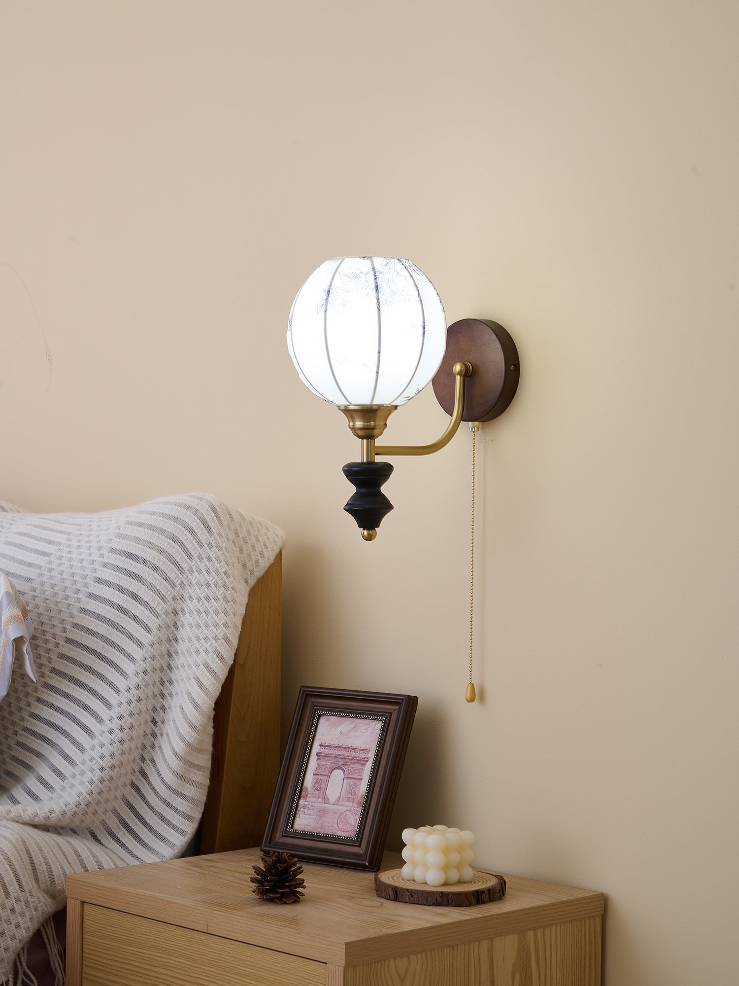 Eshae Premium Nordic Art Fabric Wood Wall Lamp - Letslighting