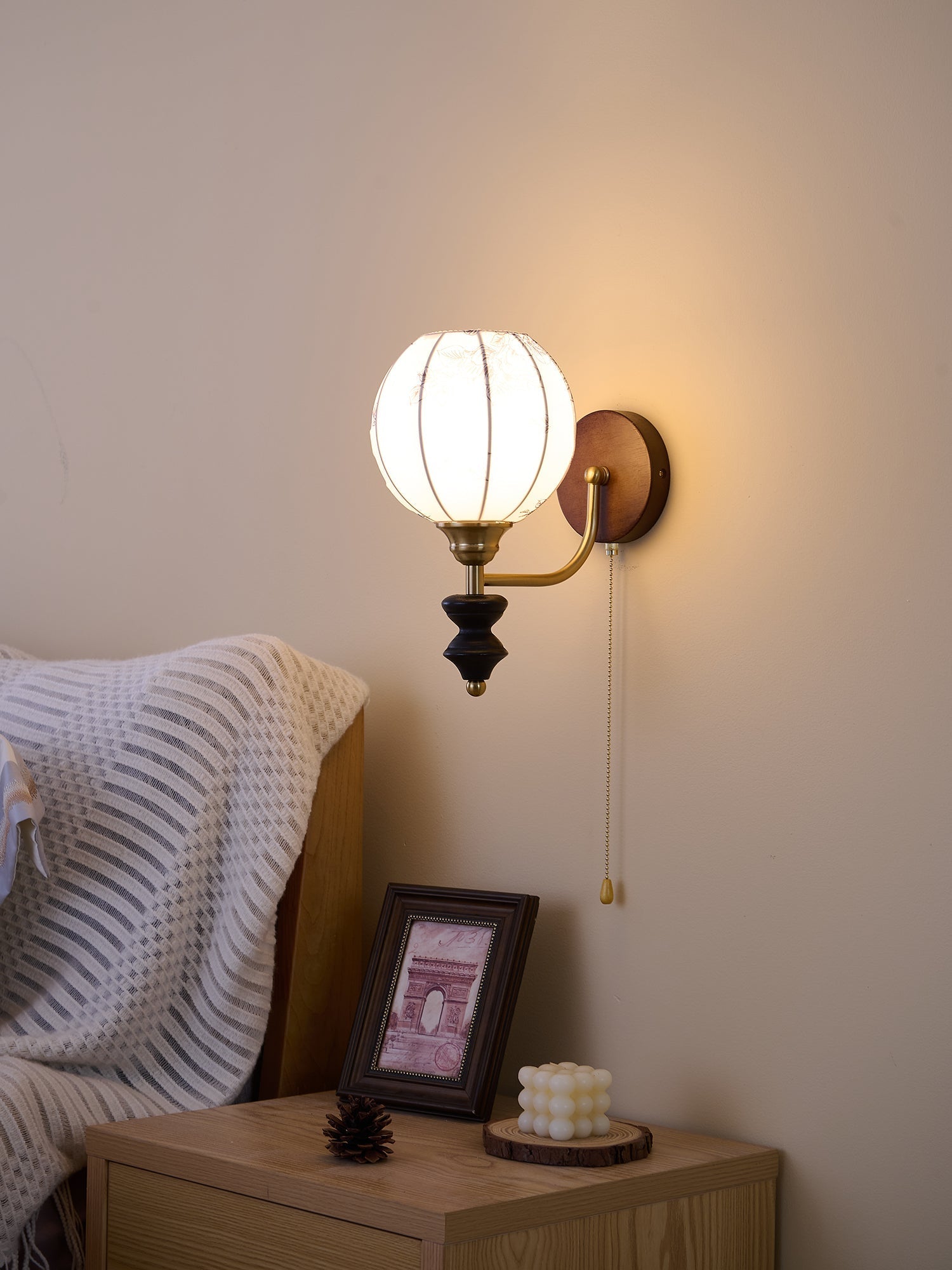 Eshae Premium Nordic Art Fabric Wood Wall Lamp - Letslighting