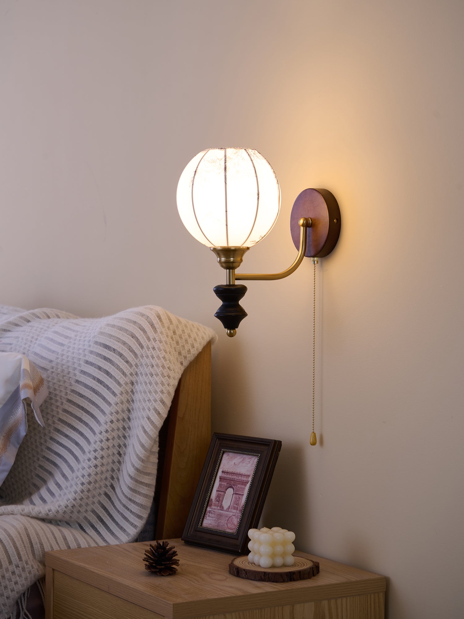 Eshae Premium Nordic Art Fabric Wood Wall Lamp - Letslighting