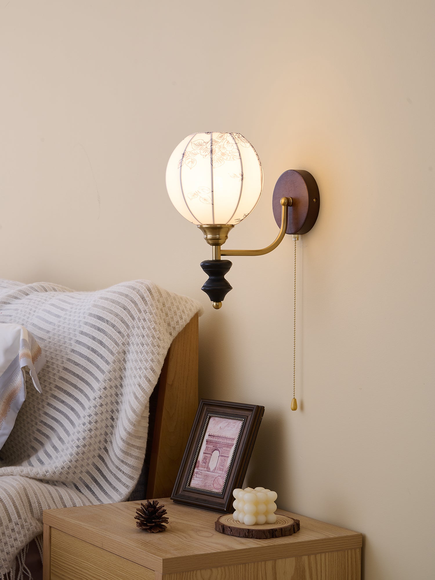 Eshae Premium Nordic Art Fabric Wood Wall Lamp - Letslighting