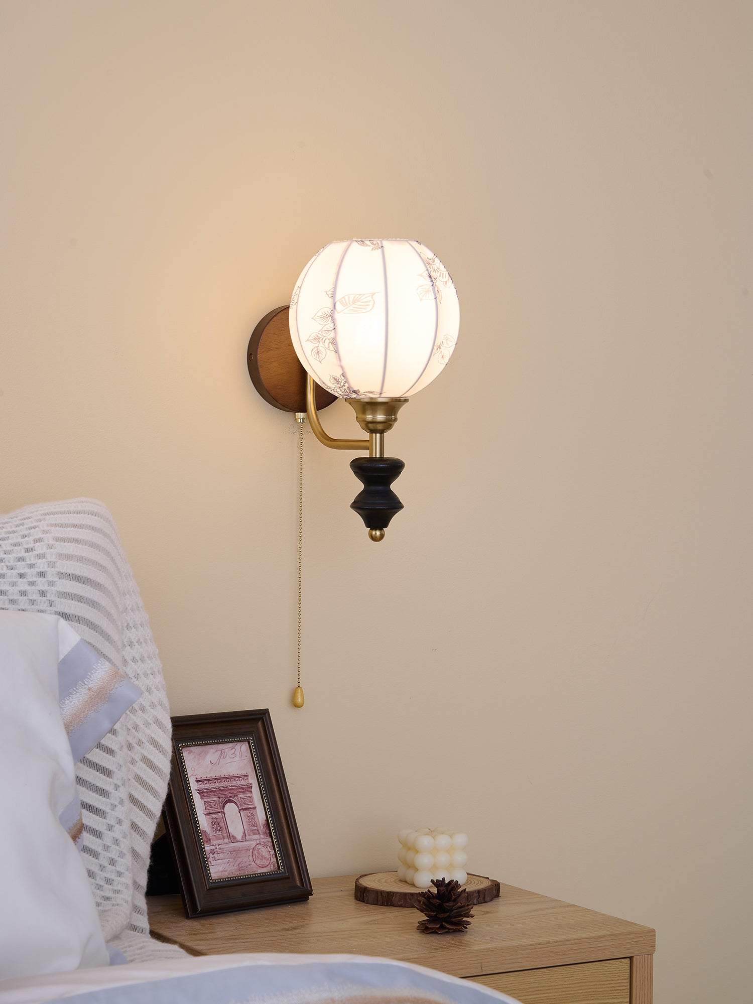 Eshae Premium Nordic Art Fabric Wood Wall Lamp - Letslighting