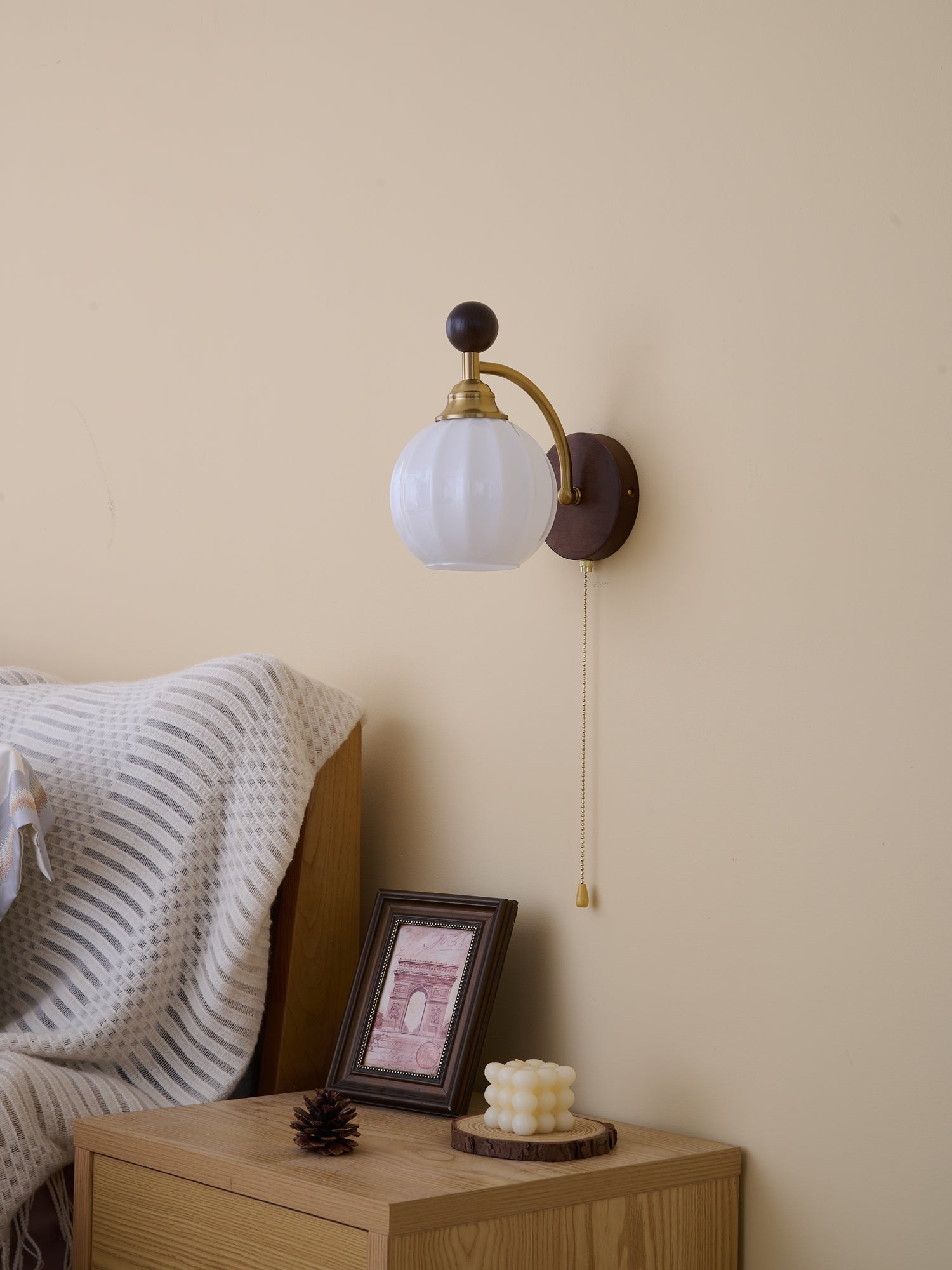 Eshae Premium Nordic Art Fabric Wood Wall Lamp - Letslighting