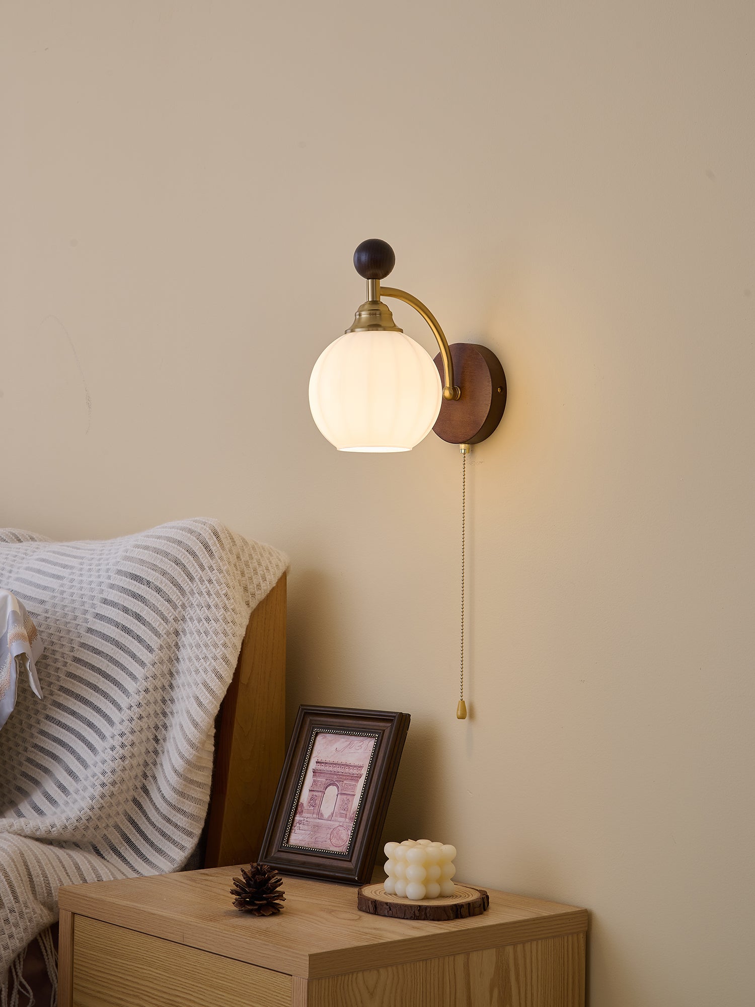 Eshae Premium Nordic Art Fabric Wood Wall Lamp - Letslighting