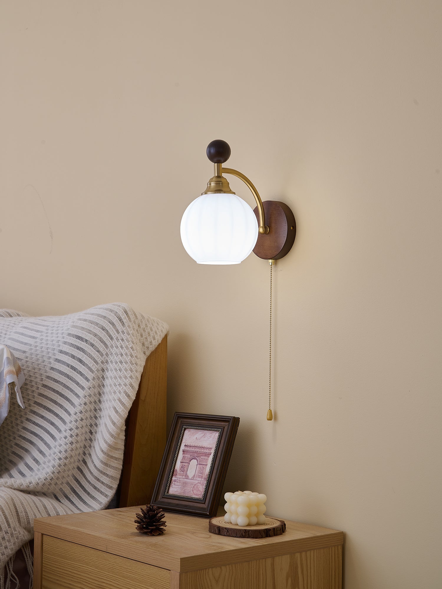 Eshae Premium Nordic Art Fabric Wood Wall Lamp - Letslighting