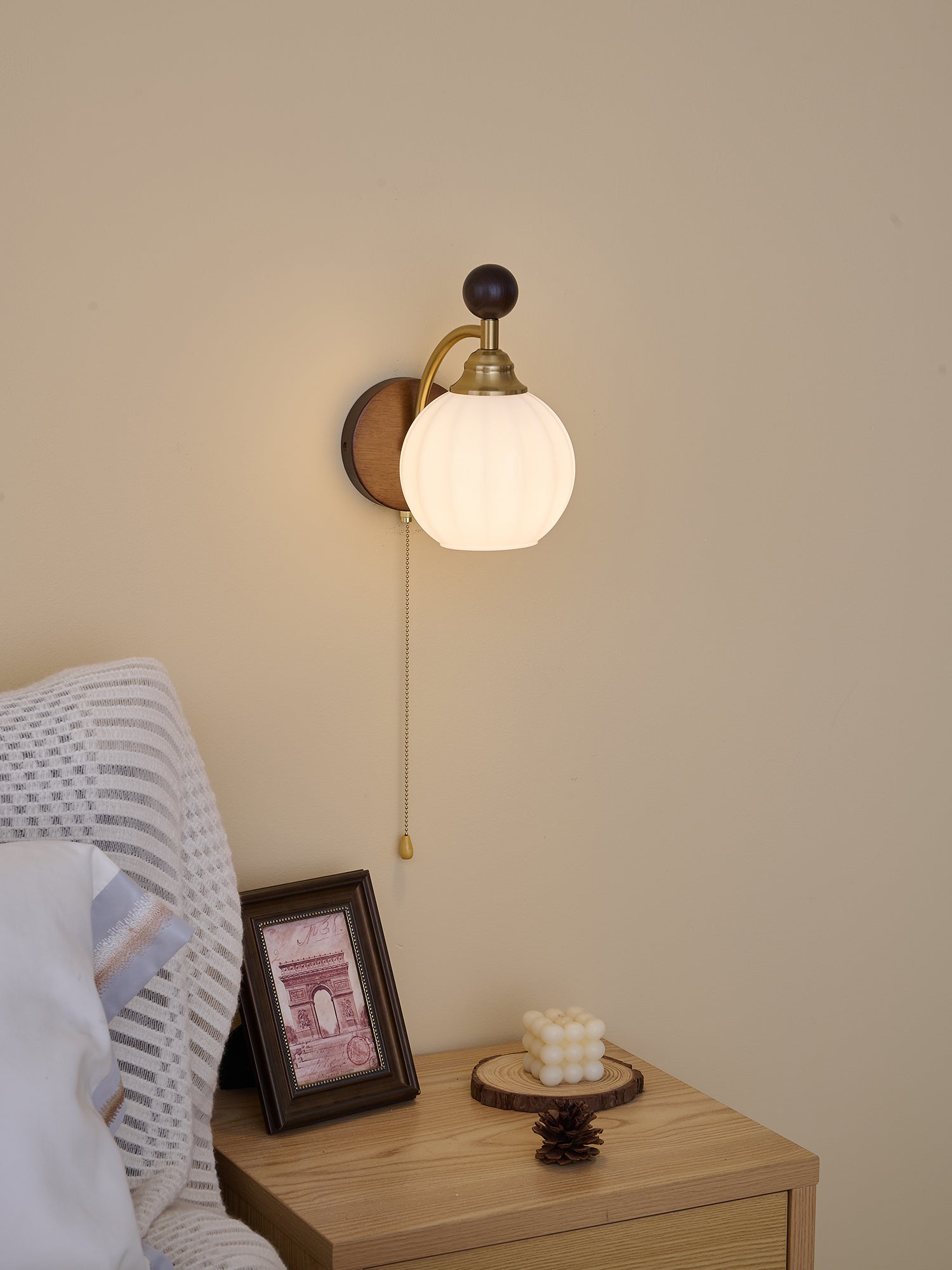 Eshae Premium Nordic Art Fabric Wood Wall Lamp - Letslighting