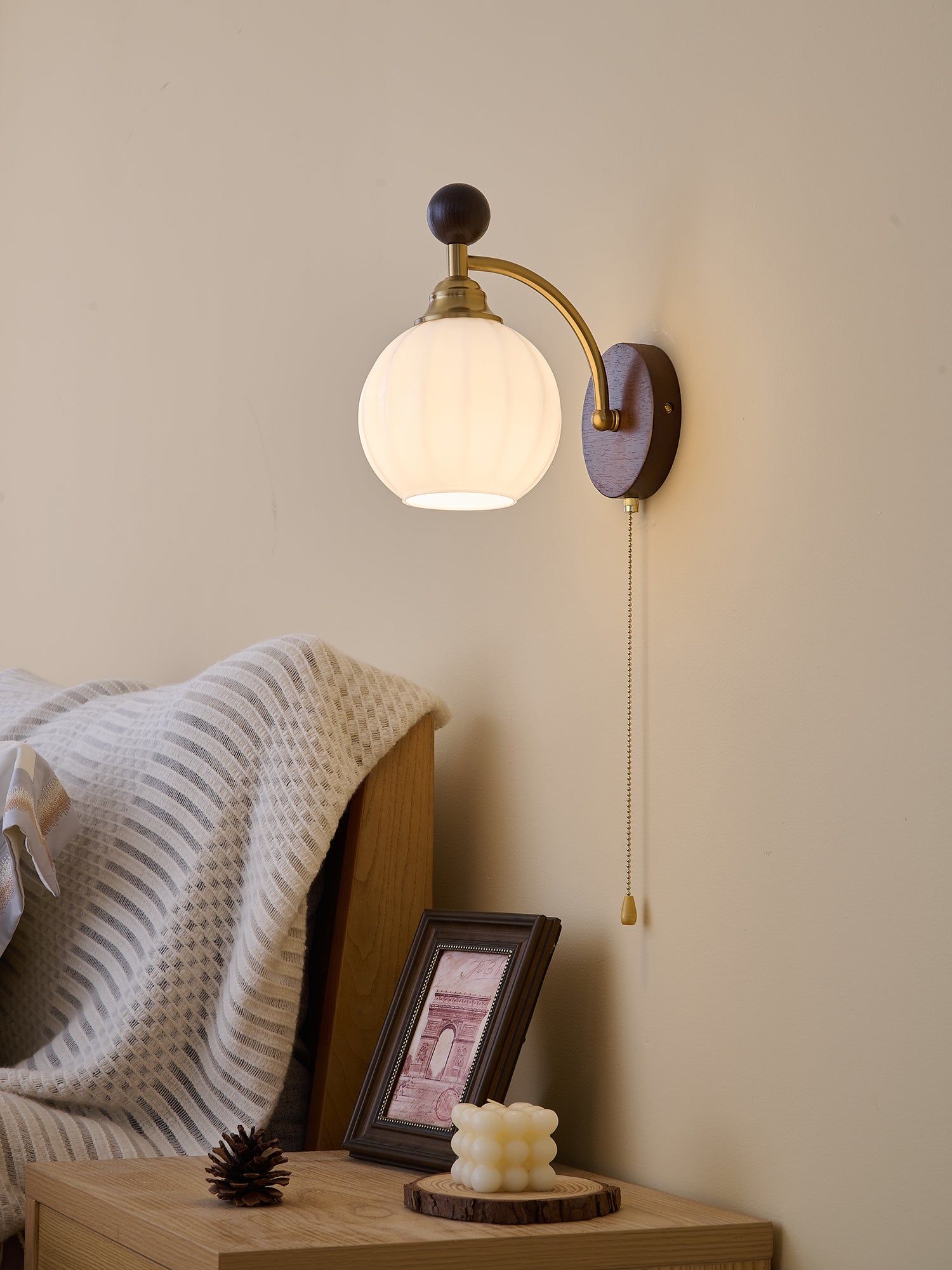 Eshae Premium Nordic Art Fabric Wood Wall Lamp - Letslighting