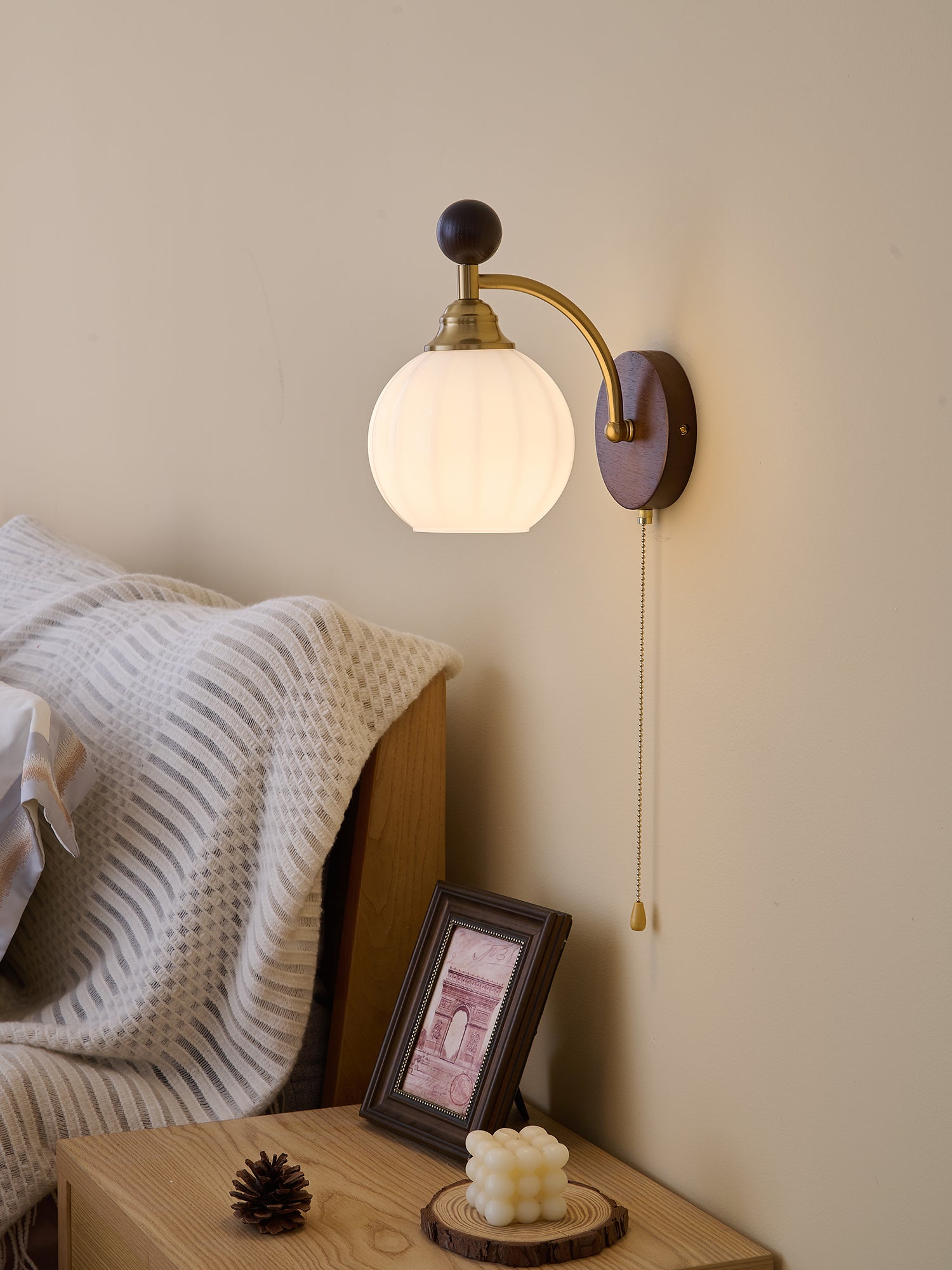 Eshae Premium Nordic Art Fabric Wood Wall Lamp - Letslighting