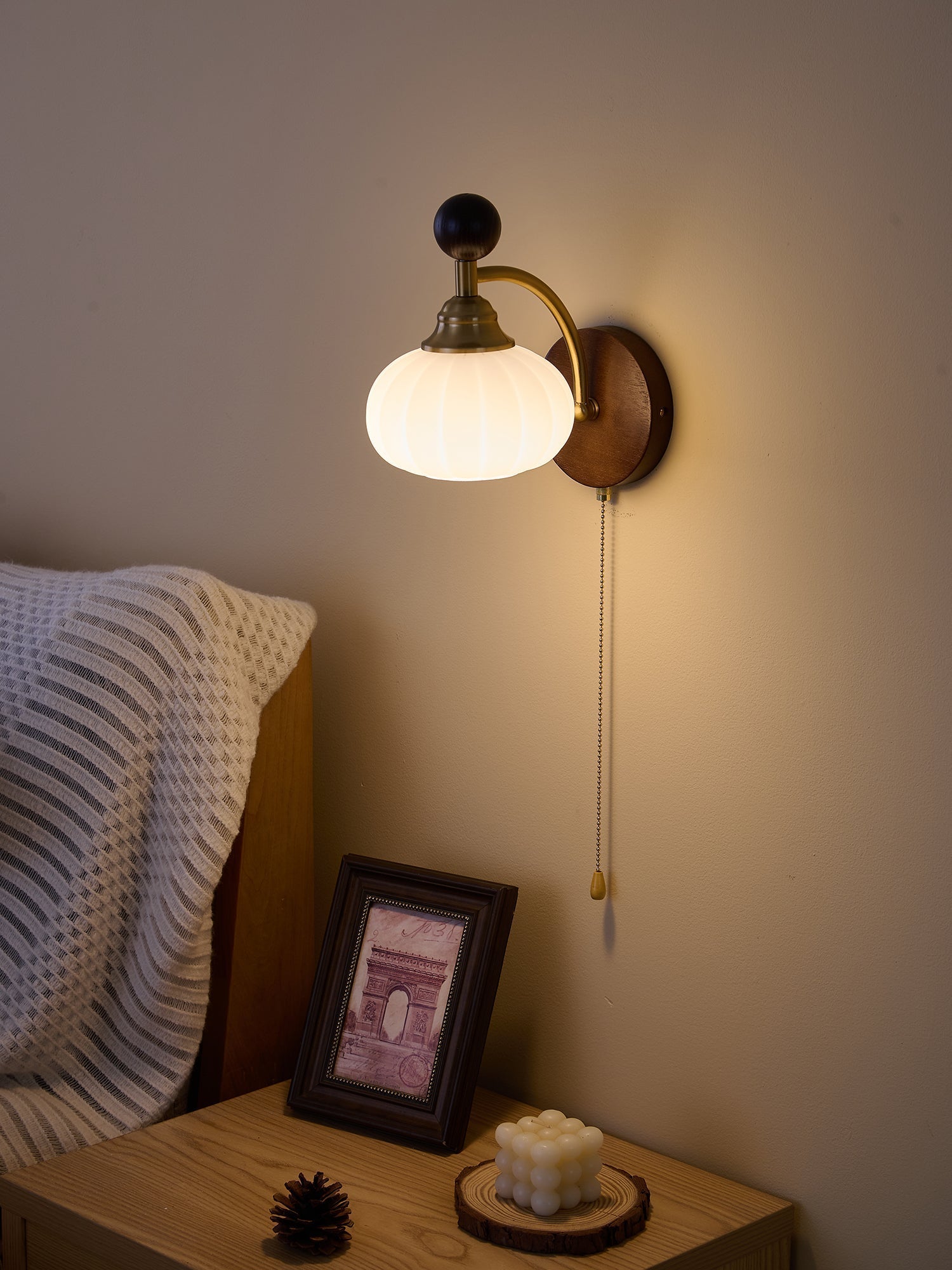 Eshae Premium Nordic Art Fabric Wood Wall Lamp - Letslighting