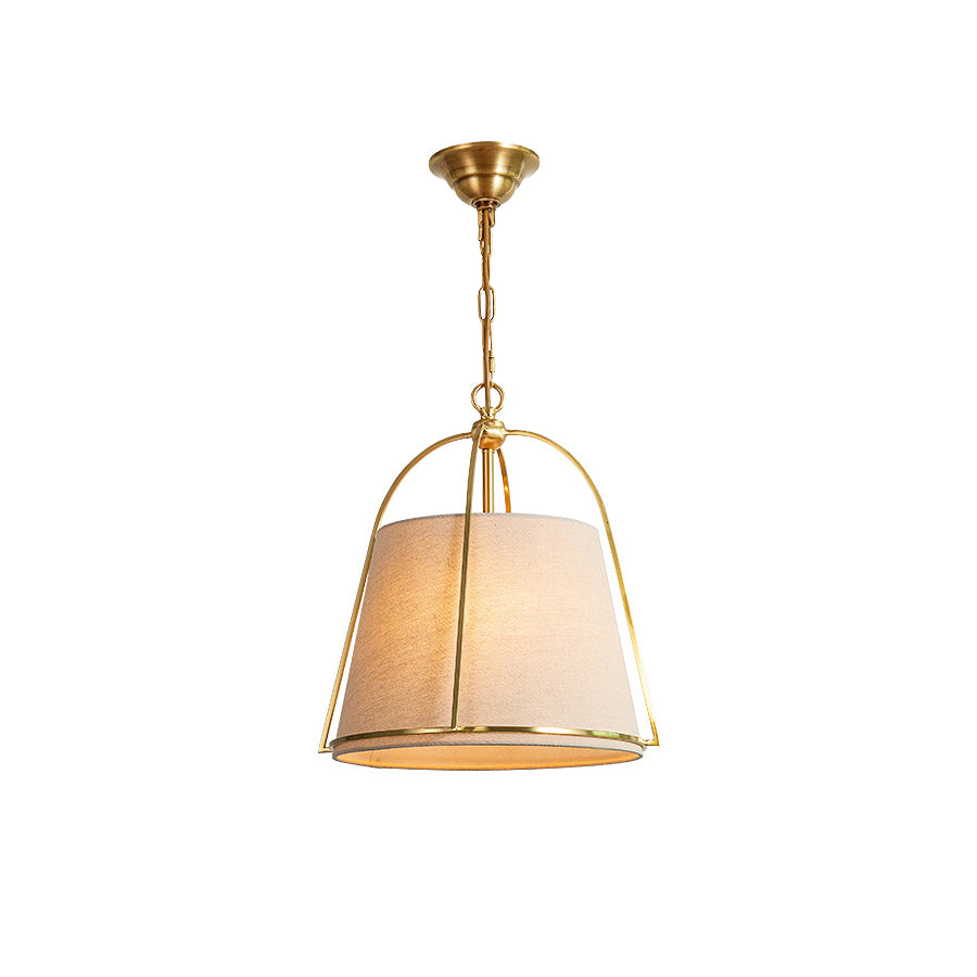 Yonder Traditional Classic Brass Fabric Pendant Lamp - Letslighting