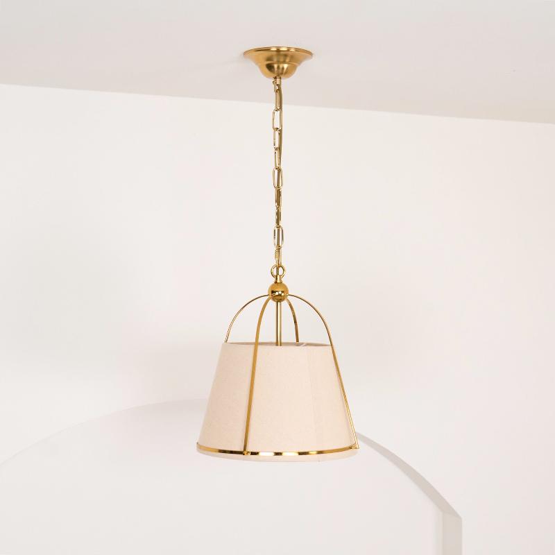 Yonder Traditional Classic Brass Fabric Pendant Lamp - Letslighting