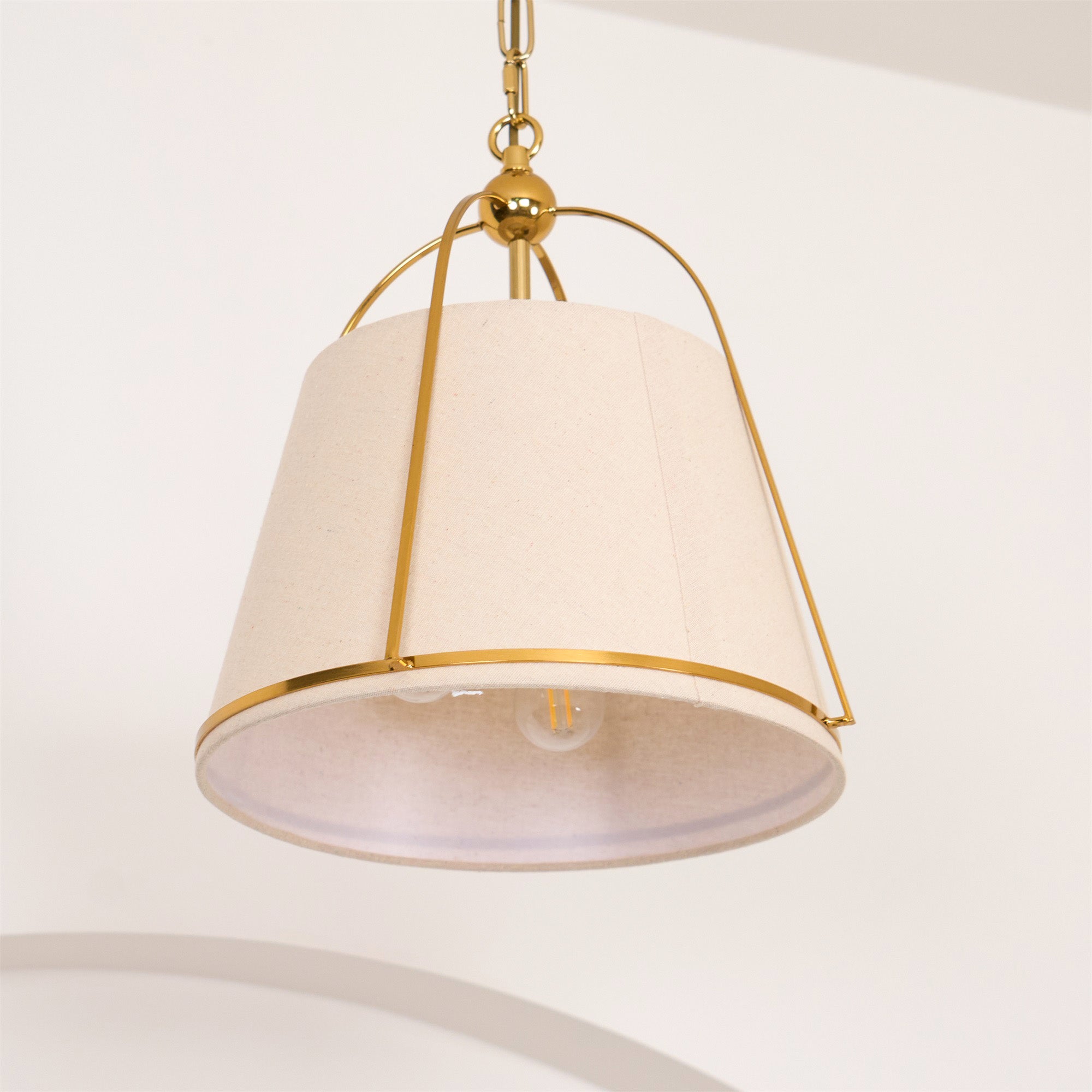 Yonder Traditional Classic Brass Fabric Pendant Lamp - Letslighting