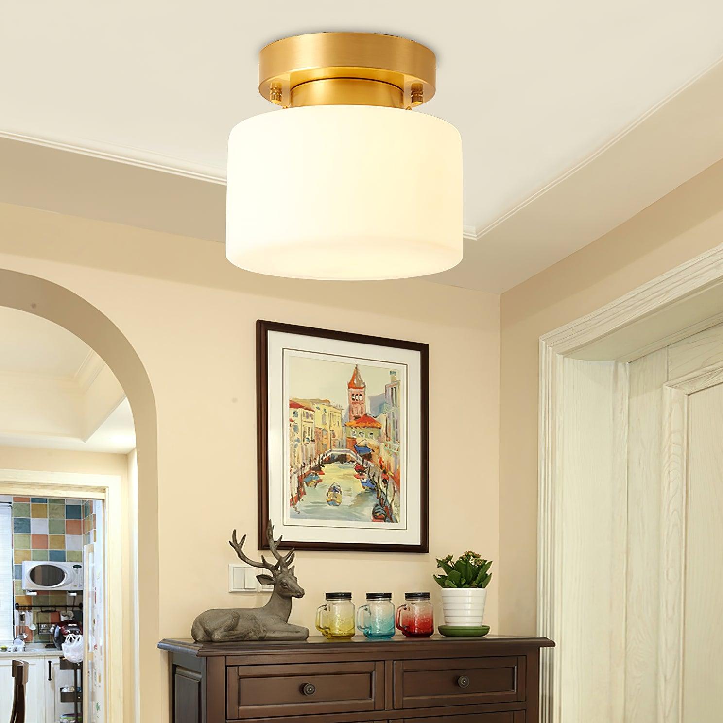 Elsilisra Nordic Art Brass Glass Flush Mount Ceiling Light - Letslighting