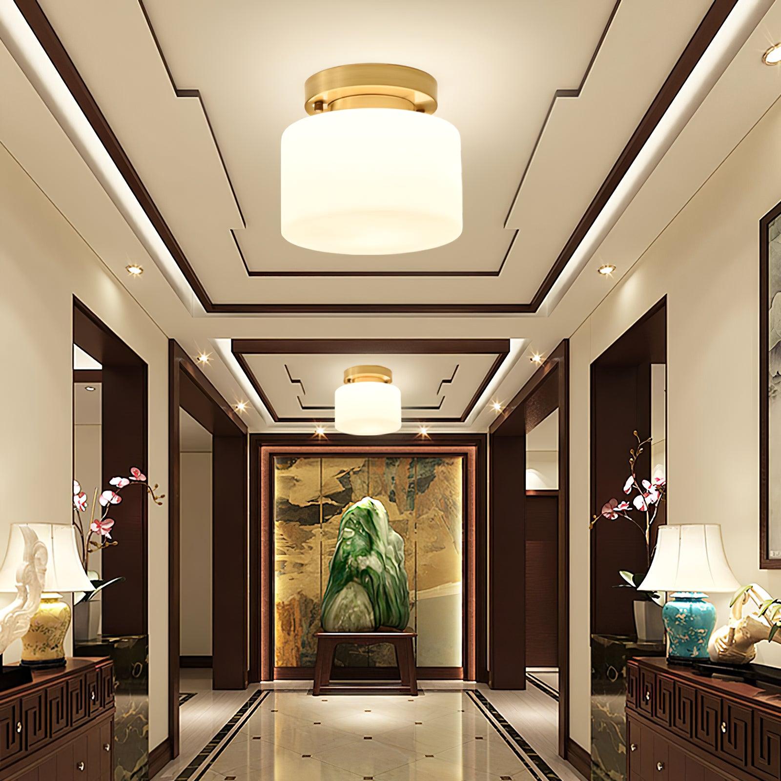 Elsilisra Nordic Art Brass Glass Flush Mount Ceiling Light - Letslighting