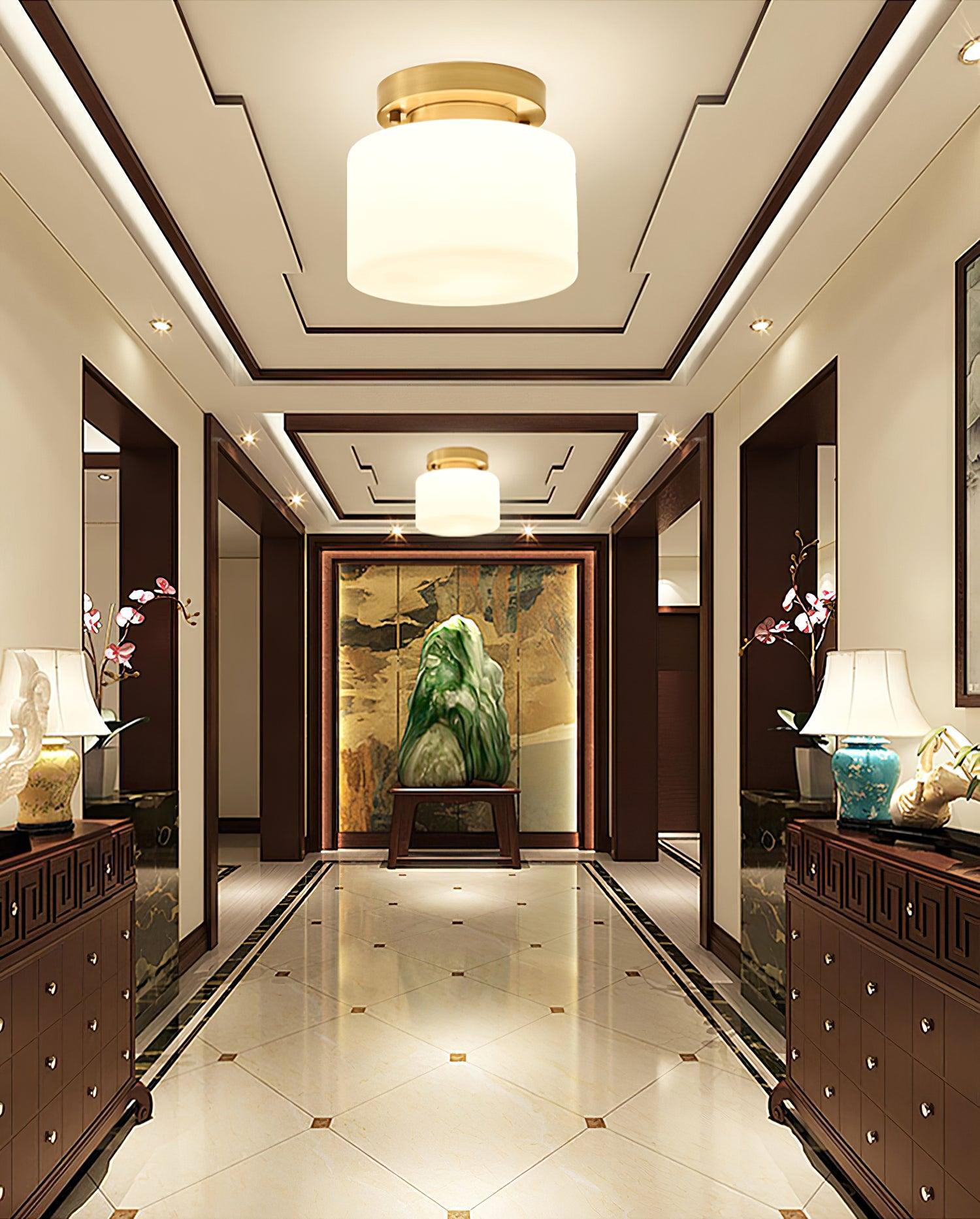 Elsilisra Nordic Art Brass Glass Flush Mount Ceiling Light - Letslighting