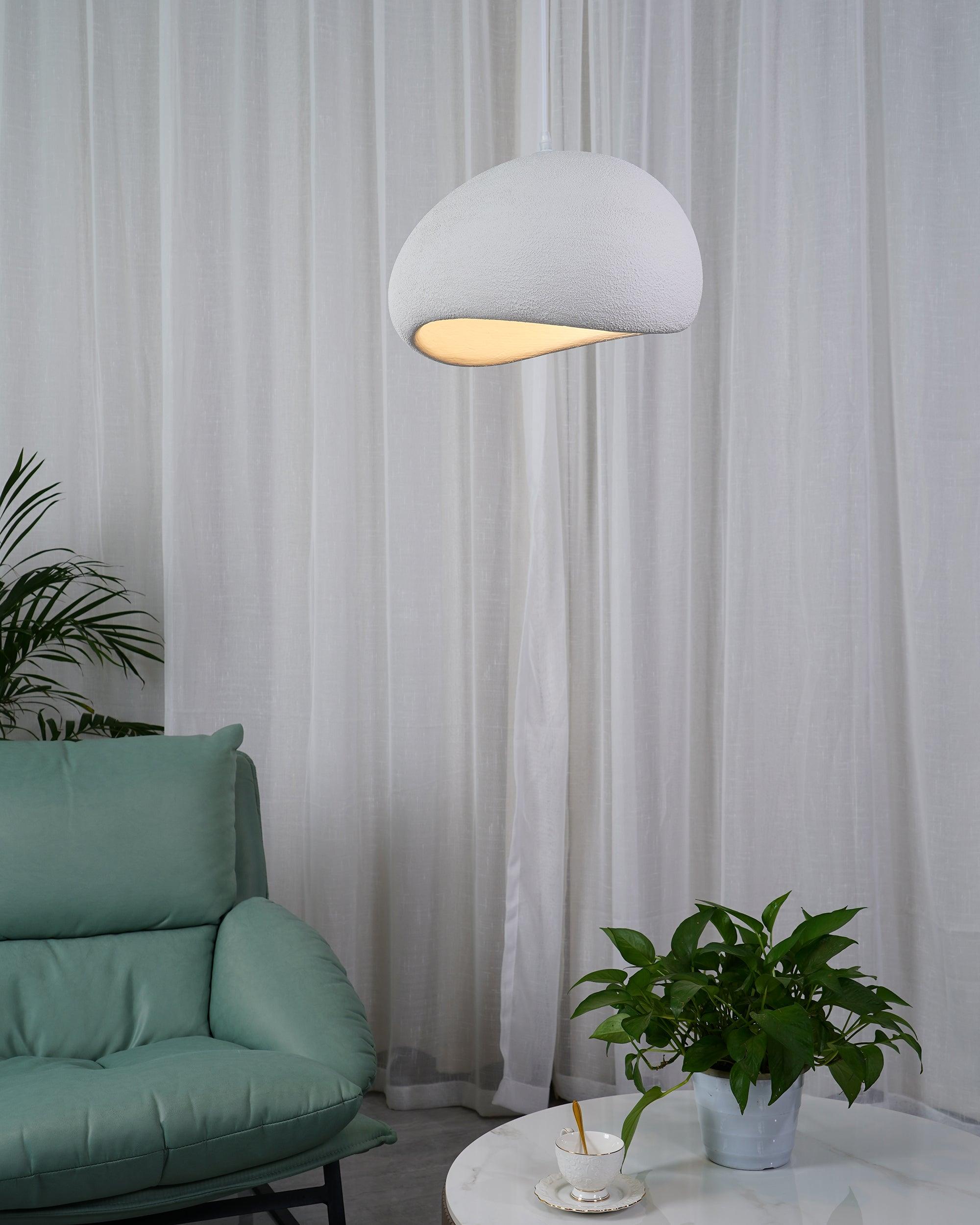 Solara Pendant Lamp Plaster Half Dome Plug In Wabi Sabi - Letslighting