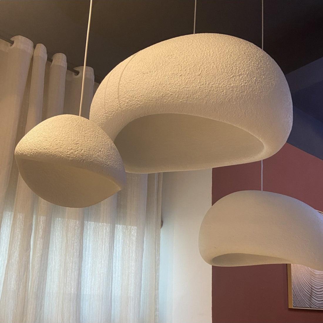 Solara Pendant Lamp Plaster Half Dome Plug In Wabi Sabi - Letslighting