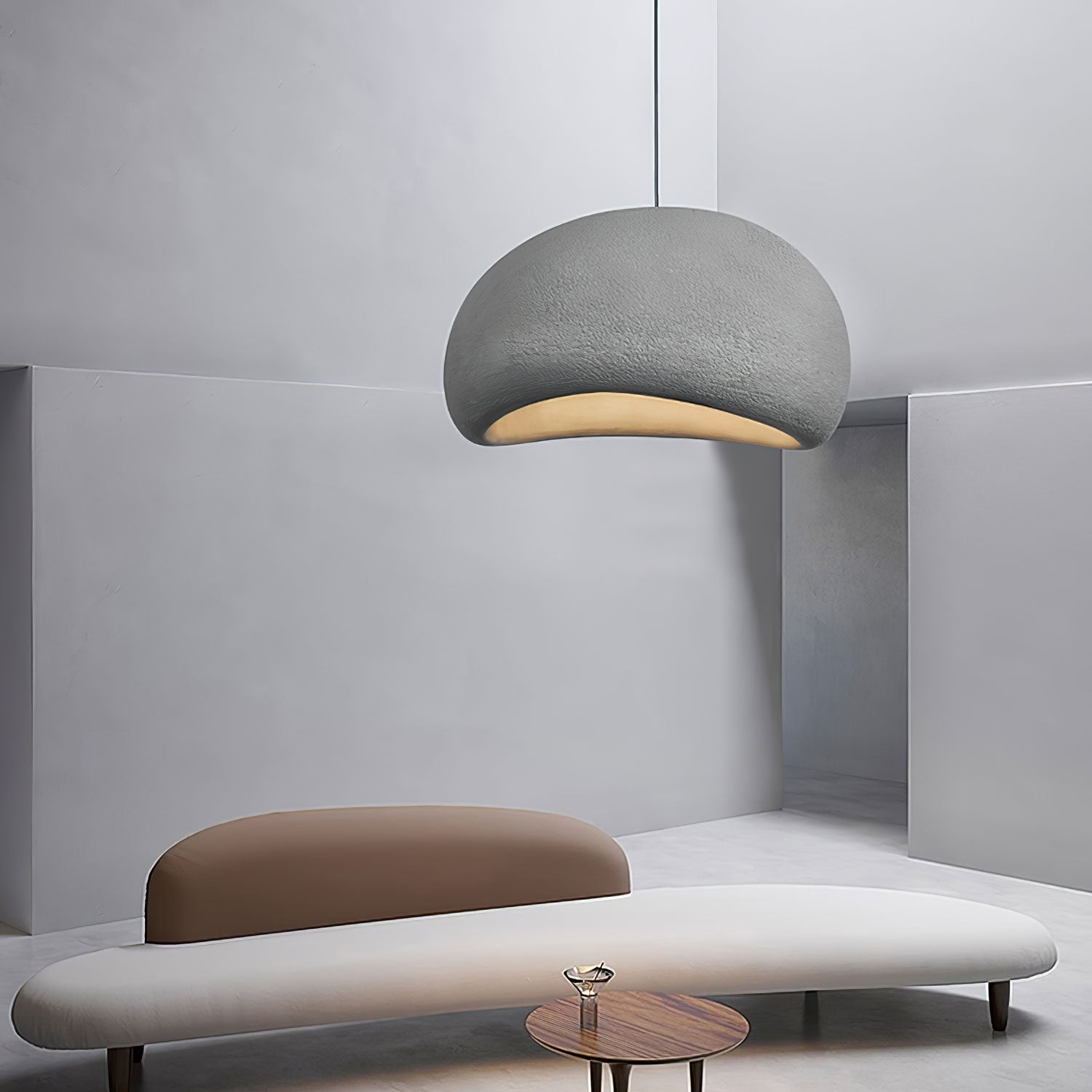 Solara Pendant Lamp Plaster Half Dome Plug In Wabi Sabi - Letslighting