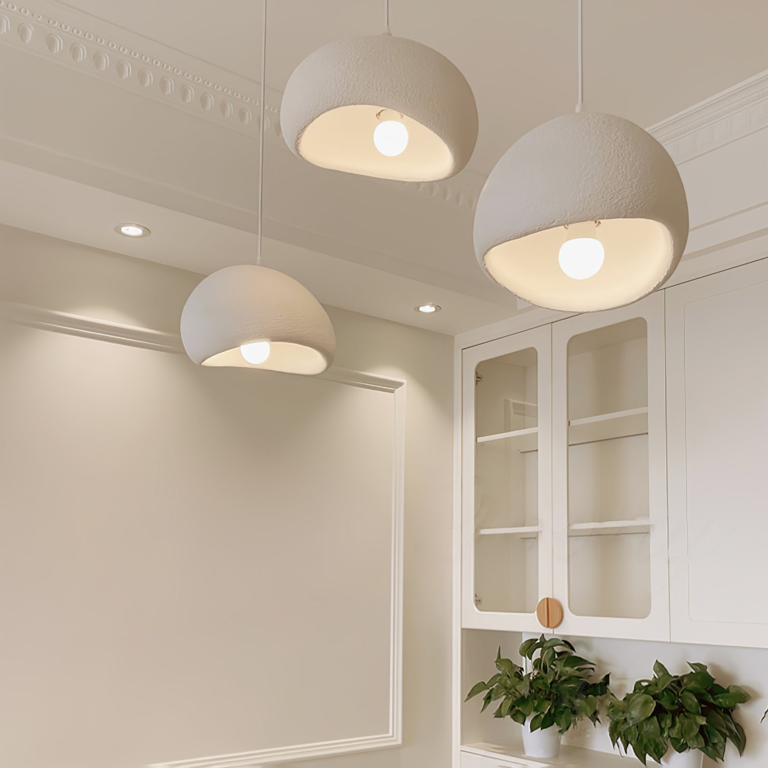 Solara Pendant Lamp Plaster Half Dome Plug In Wabi Sabi - Letslighting