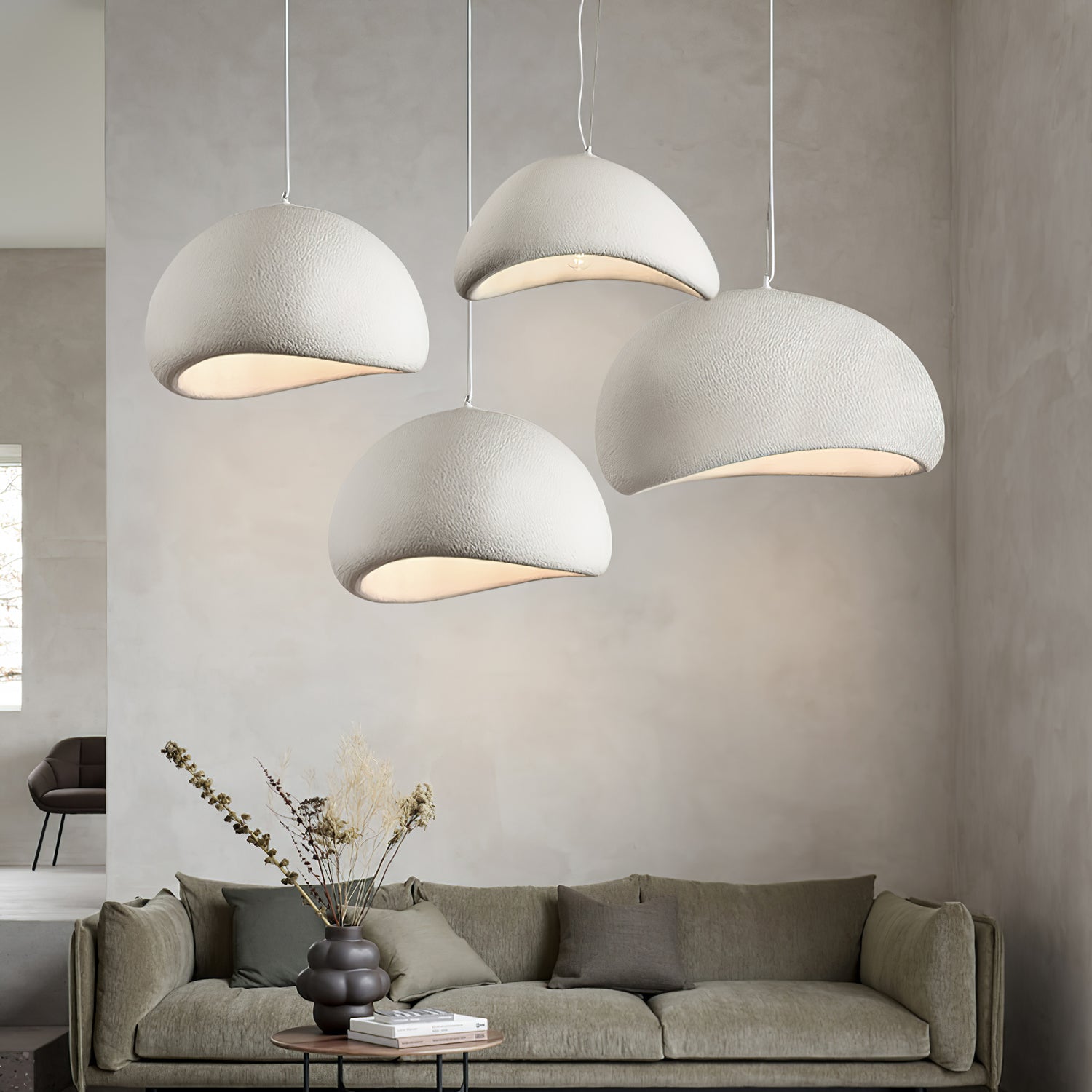 Solara Pendant Lamp Plaster Half Dome Plug In Wabi Sabi - Letslighting