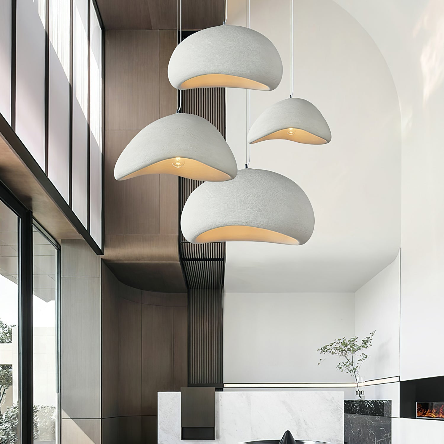 Solara Pendant Lamp Plaster Half Dome Plug In Wabi Sabi - Letslighting