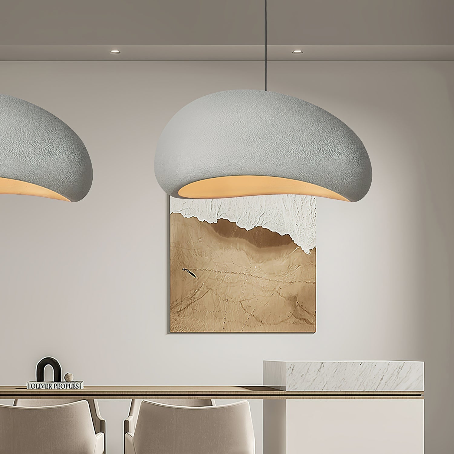 Solara Pendant Lamp Plaster Half Dome Plug In Wabi Sabi - Letslighting