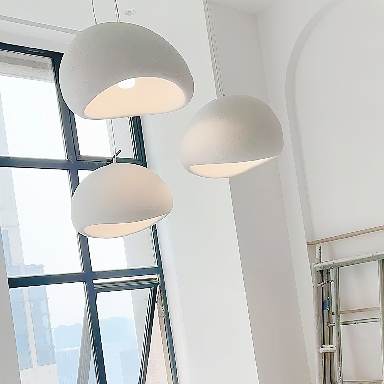 Solara Pendant Lamp Plaster Half Dome Plug In Wabi Sabi - Letslighting