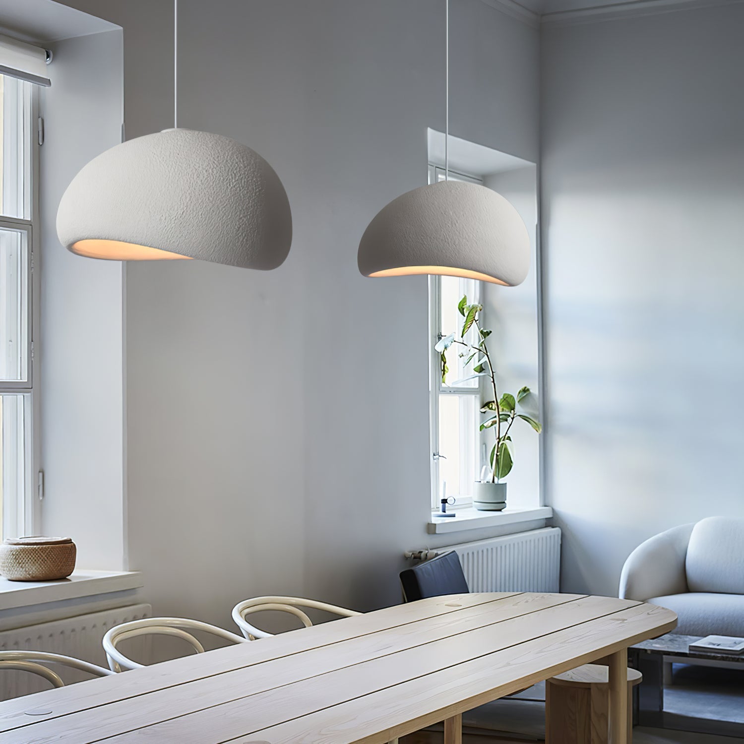 Solara Pendant Lamp Plaster Half Dome Plug In Wabi Sabi - Letslighting