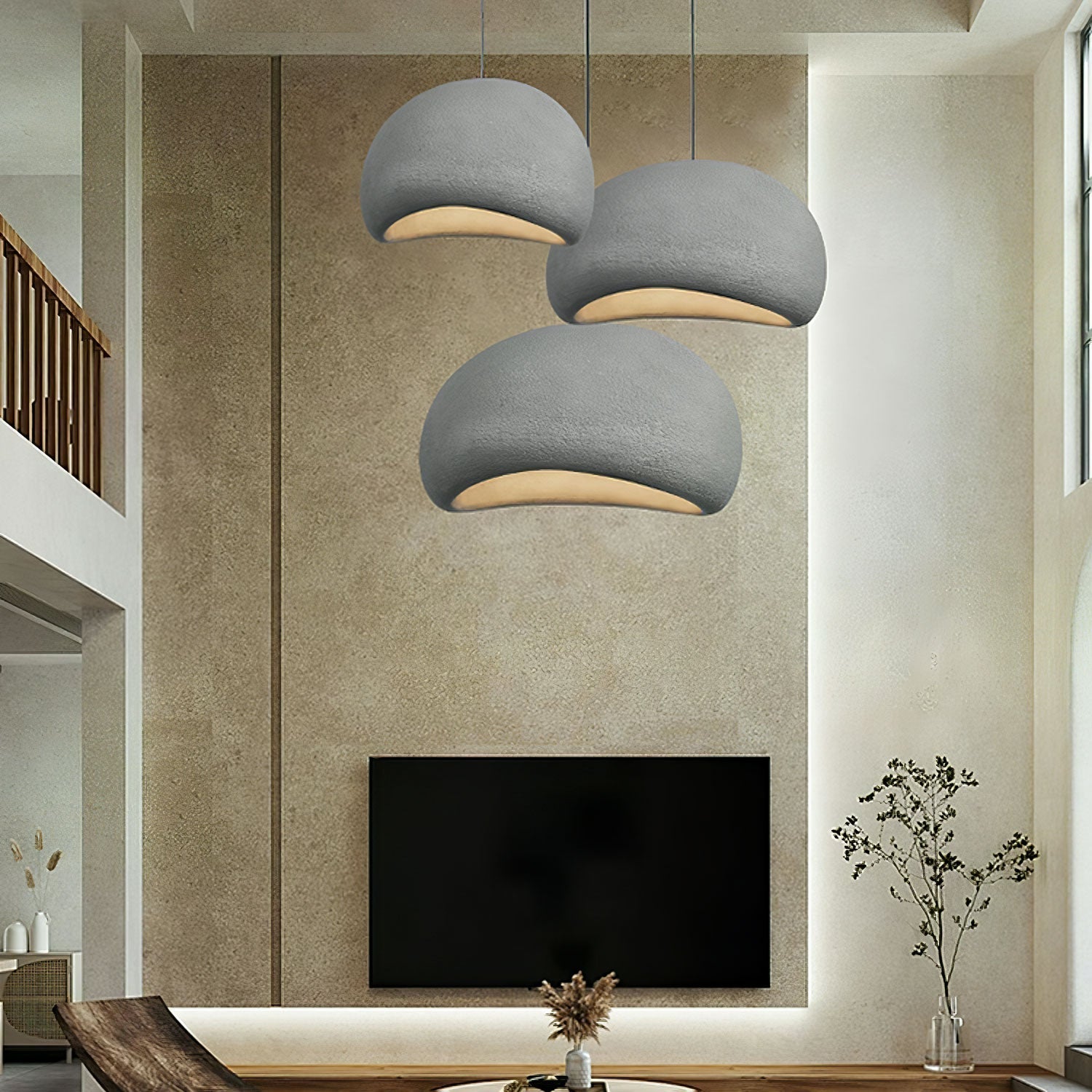 Solara Pendant Lamp Plaster Half Dome Plug In Wabi Sabi - Letslighting