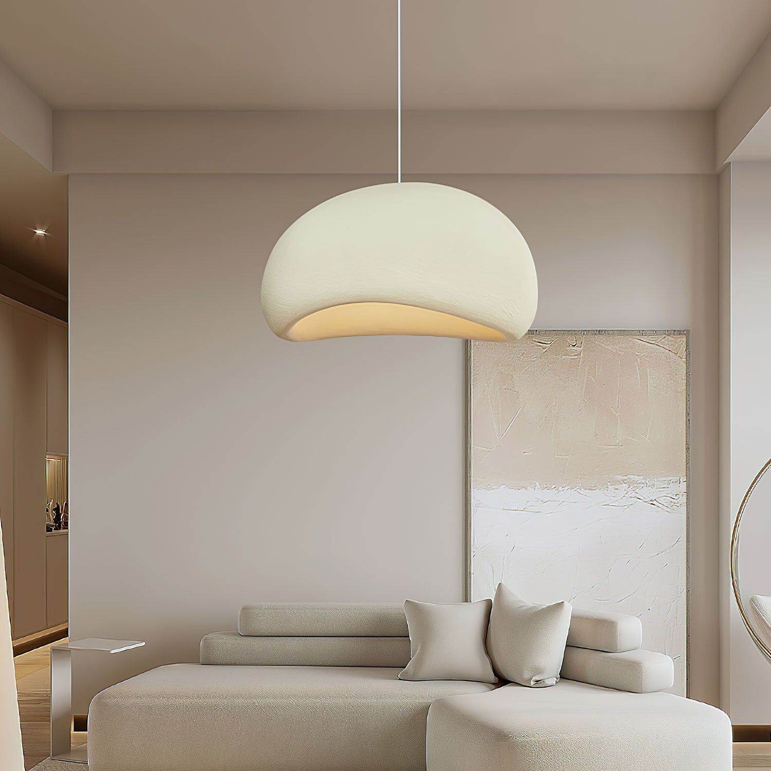 Solara Pendant Lamp Plaster Half Dome Plug In Wabi Sabi - Letslighting