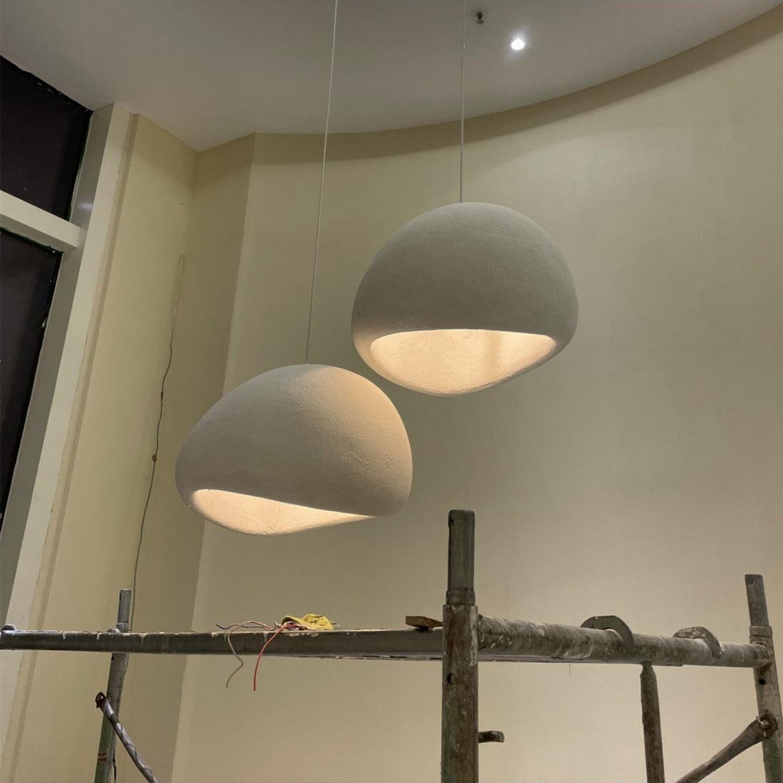 Solara Pendant Lamp Plaster Half Dome Plug In Wabi Sabi - Letslighting