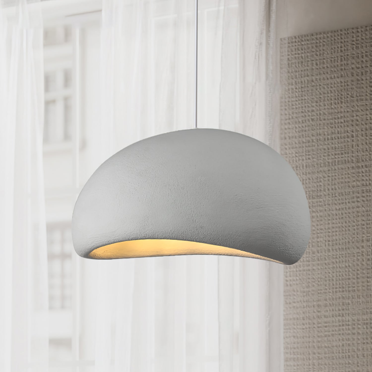 Solara Pendant Lamp Plaster Half Dome Plug In Wabi Sabi - Letslighting