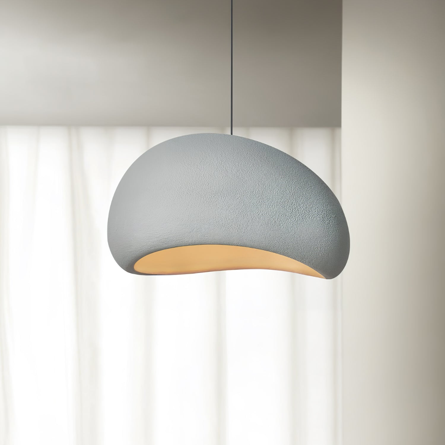 Solara Pendant Lamp Plaster Half Dome Plug In Wabi Sabi - Letslighting