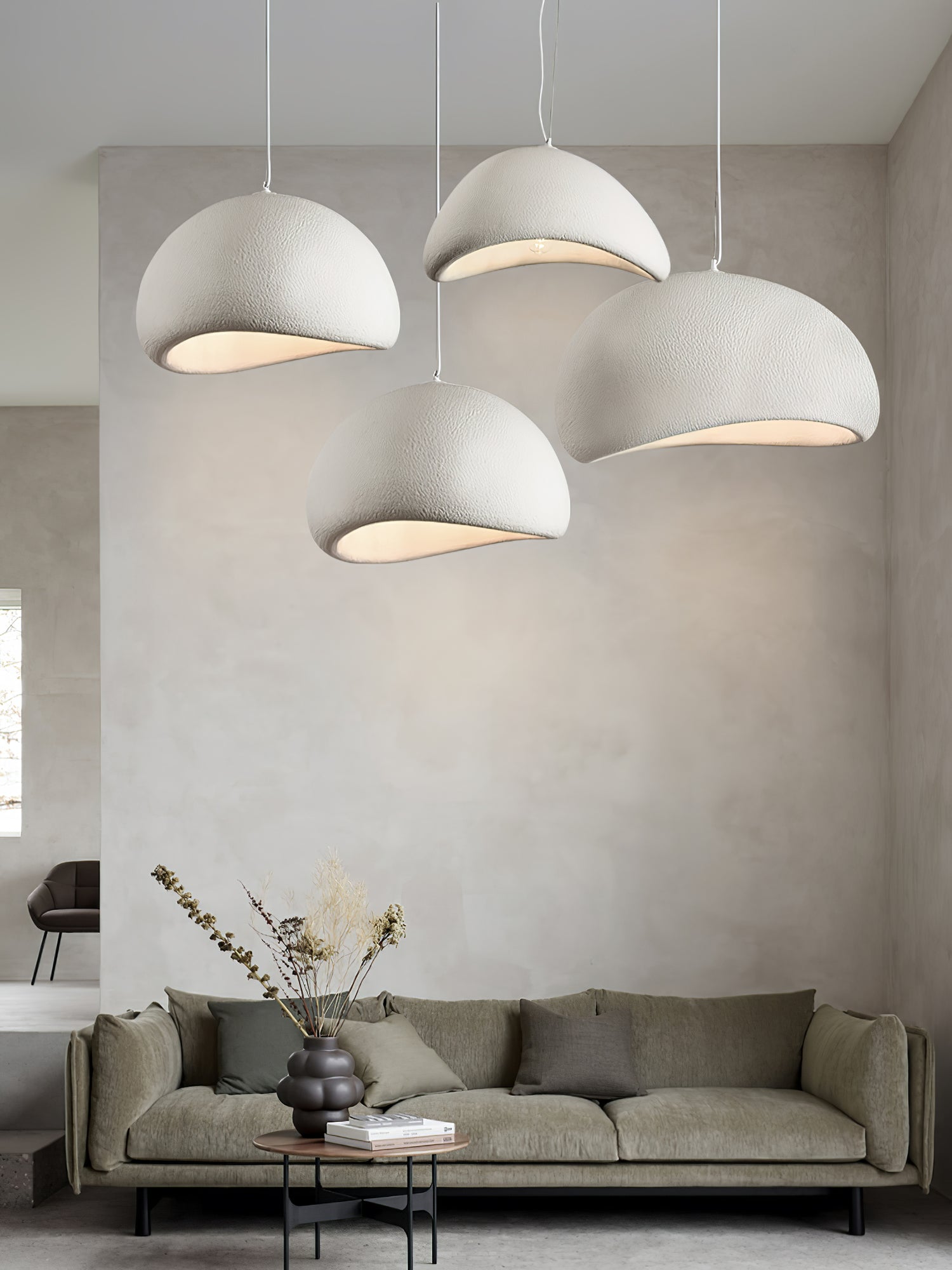 Solara Pendant Lamp Plaster Half Dome Plug In Wabi Sabi - Letslighting