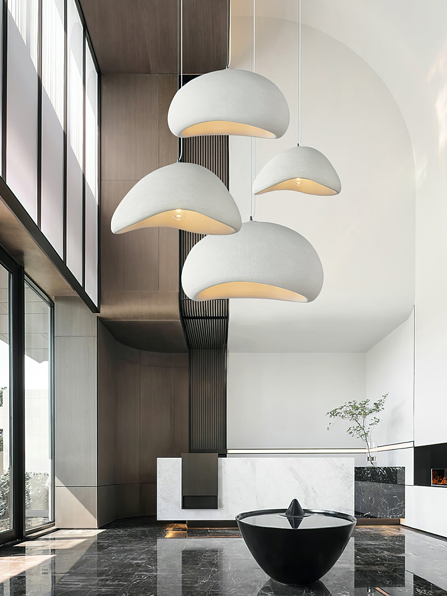 Solara Pendant Lamp Plaster Half Dome Plug In Wabi Sabi - Letslighting