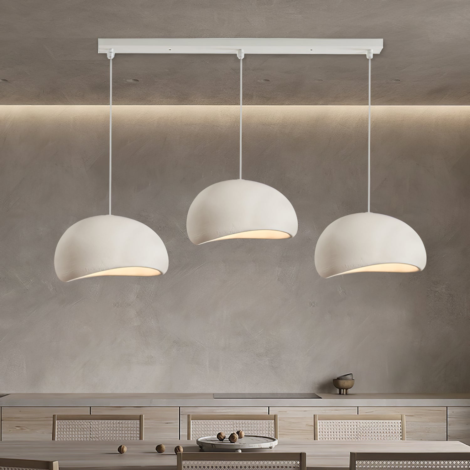 Solara Pendant Lamp Plaster Half Dome Plug In Wabi Sabi - Letslighting