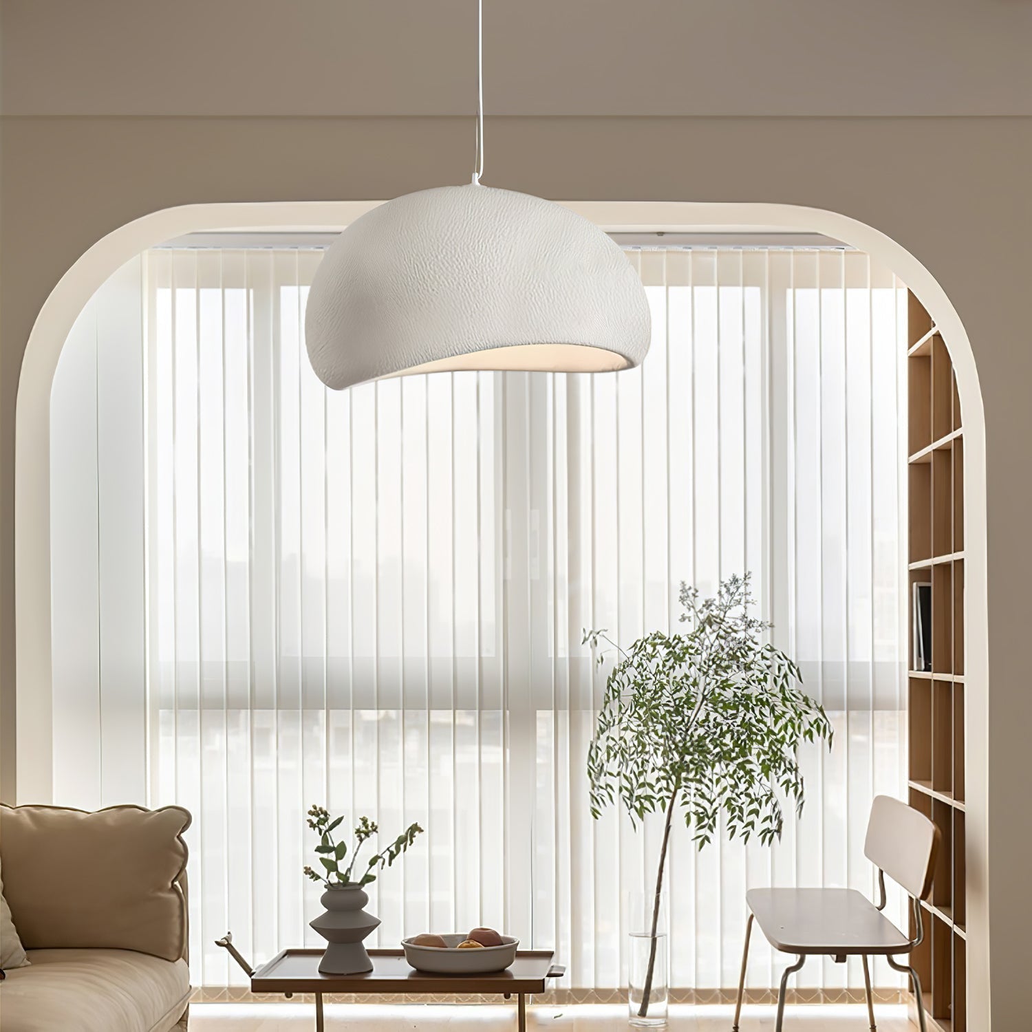 Solara Pendant Lamp Plaster Half Dome Plug In Wabi Sabi - Letslighting