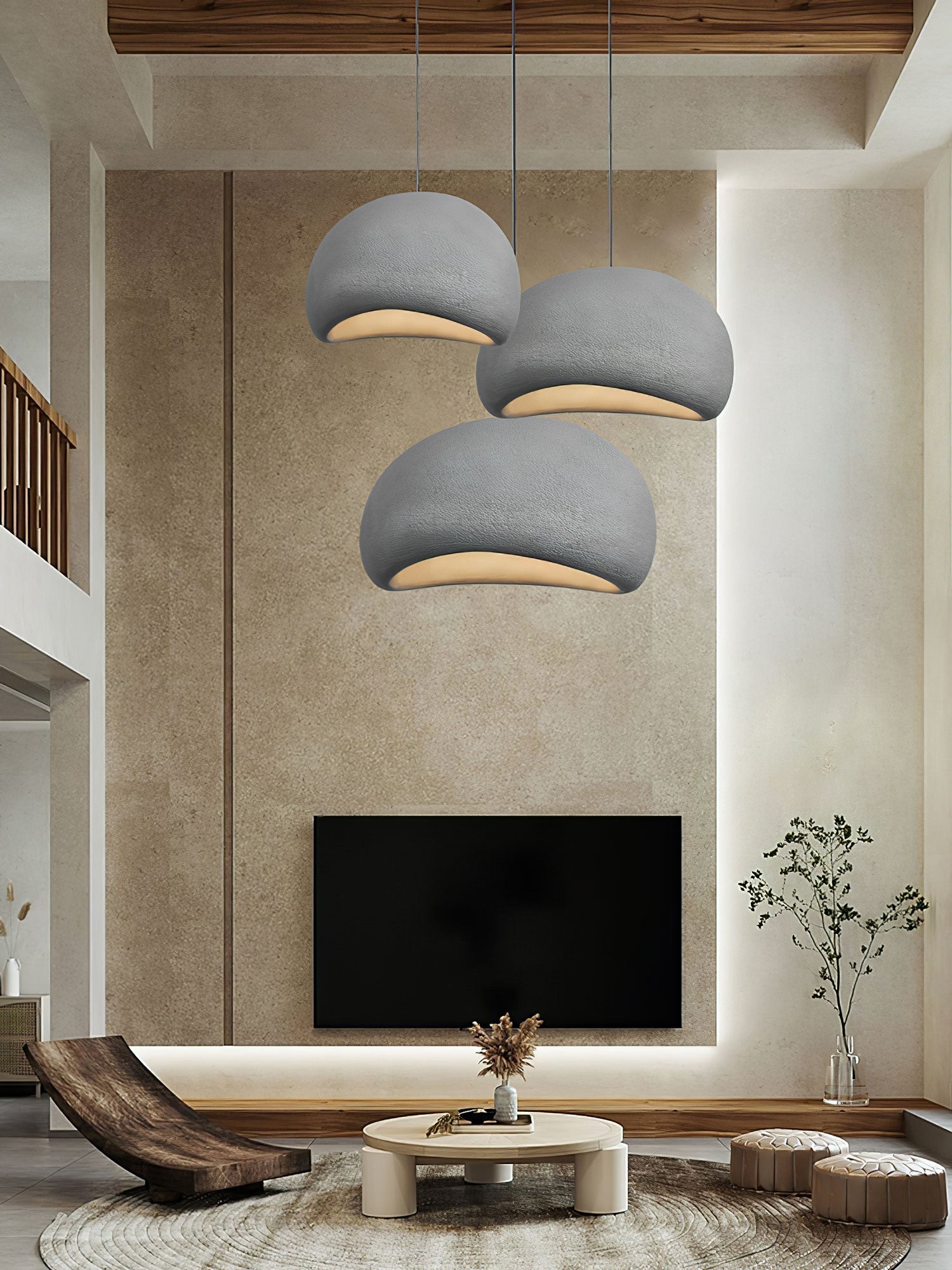 Solara Pendant Lamp Plaster Half Dome Plug In Wabi Sabi - Letslighting
