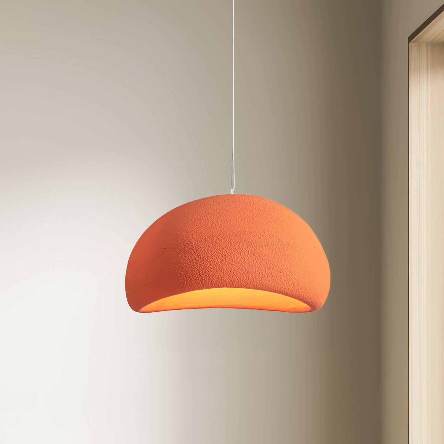 Solara Pendant Lamp Plaster Half Dome Plug In Wabi Sabi - Letslighting